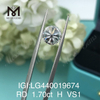 1,70 carat H VS1 IDEAL Diamant rond cultivé en laboratoire coût par carat