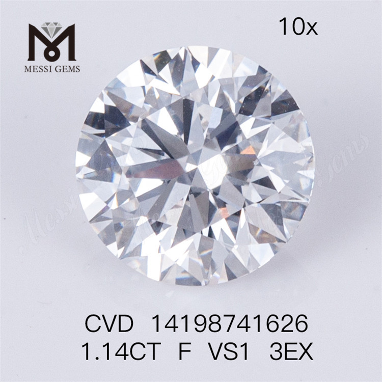 1.14CT F VS1 3EX pierre de diamant CVD de forme ronde cultivée en laboratoire