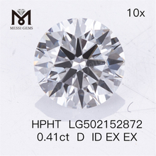 Diamants de laboratoire de forme ronde HPHT D ID EX EX de 0,41 ct