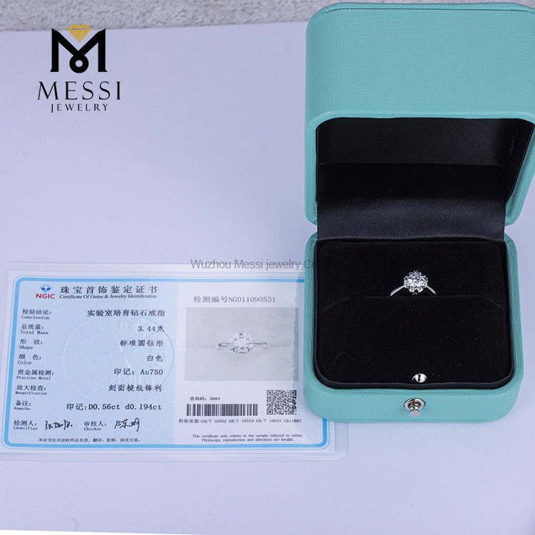 18k or blanc 0.56ct D VVS2 lab bague en diamant platine mariage homme fait bague en diamant