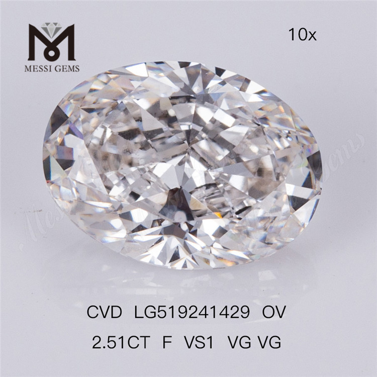 2.51CT F VS1 VG VG diamant cultivé en laboratoire CVD diamant de laboratoire ovale 