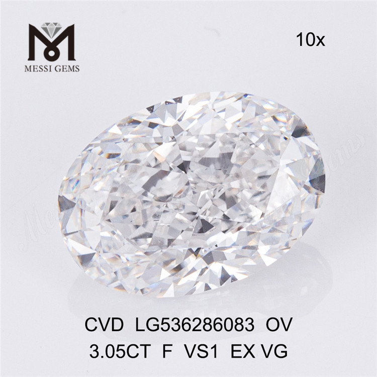 3.05ct diamant de laboratoire en vrac bon marché F couleur VS OVAL en vrac diamants fabriqués par l'homme