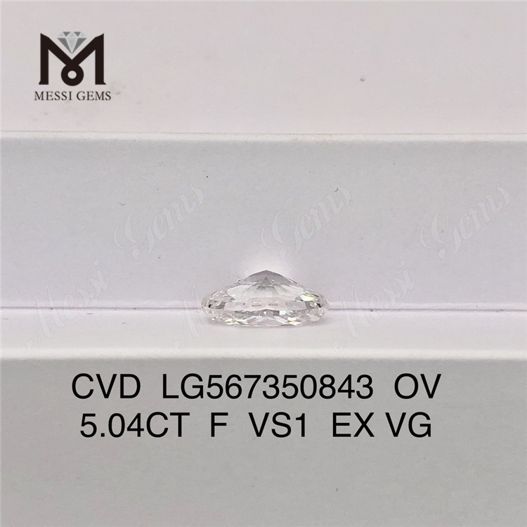 5.04CT F VS1 EX VG CVD diamant cultivé en laboratoire OV LG567350843 