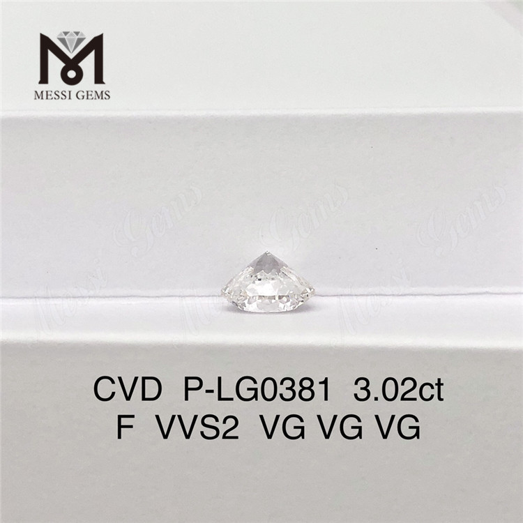 3.02ct F VVS2 VG VG VG forme ronde CVD acheter cvd diamant P-LG0381