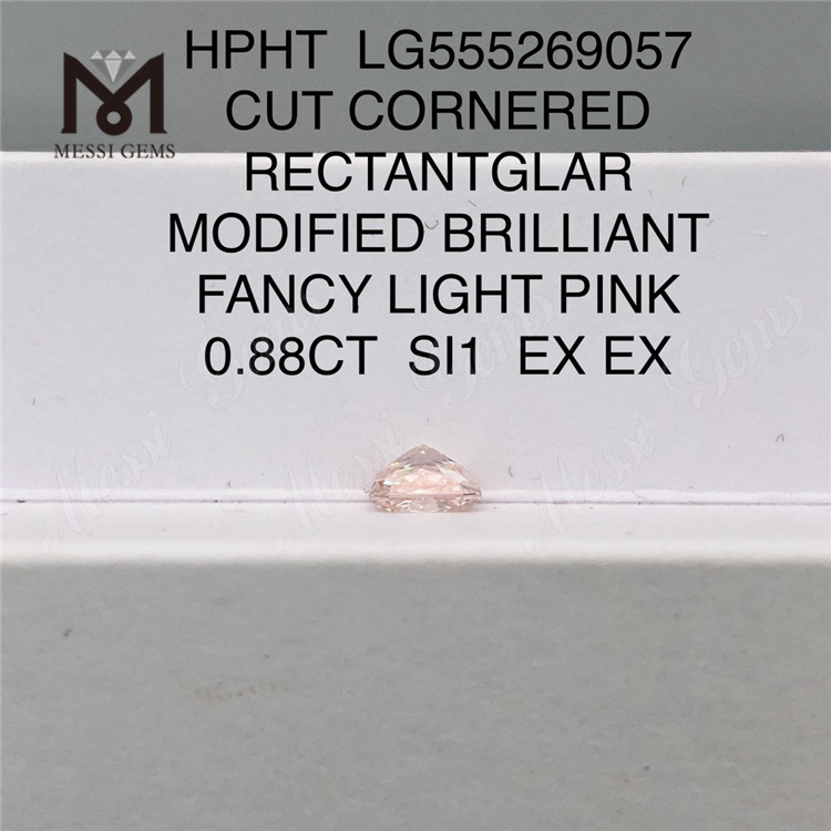 0.88CT RECTANGLAR FANCY LIGHT ROSE SI1 EX EX HPHT diamant cultivé en laboratoire LG555269057