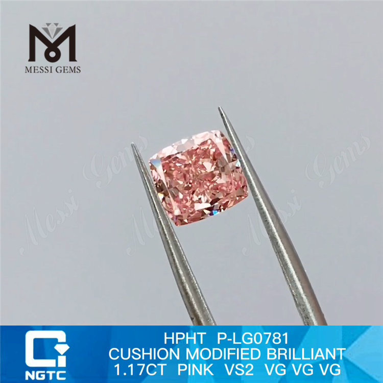 1.17CT COUSSIN ROSE VS2 3VG HPHT diamant cultivé en laboratoire P-LG0781 