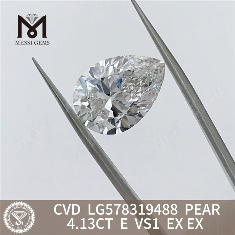 4.13CT E VS1 EX EX diamants cultivés en laboratoire en vrac CVD LG578319488 POIRE à vendre