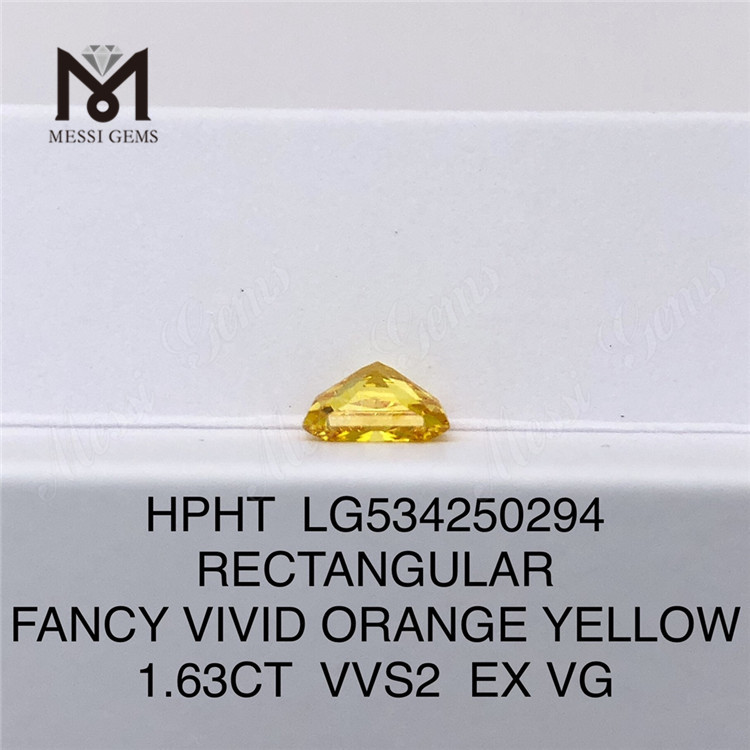 1.63ct FANCY YELLOW diamants synthétiques lâches RECTANGULAIRE jaune diamants cultivés en laboratoire prix de gros