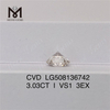 3.03ct I VS1 3EX Forme ronde Laboratoire en vrac créé diamant 3 carats Prix usine 