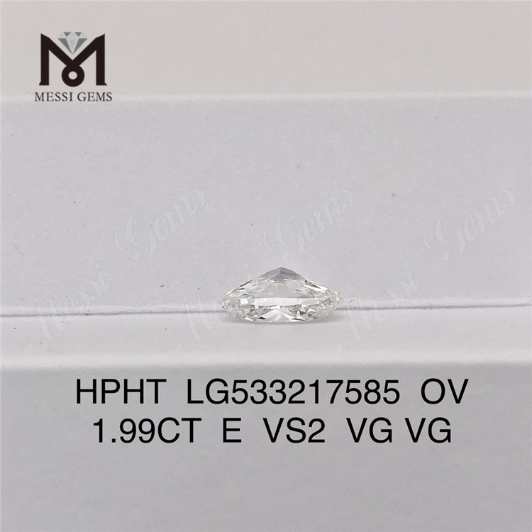 1.99CT E VS2 VG VG OVAL diamant cultivé en laboratoire HPHT