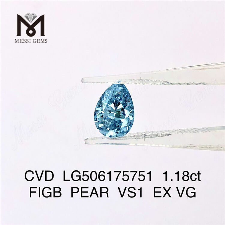 Diamant de laboratoire taille poire IGI 1,18 ct Bleu