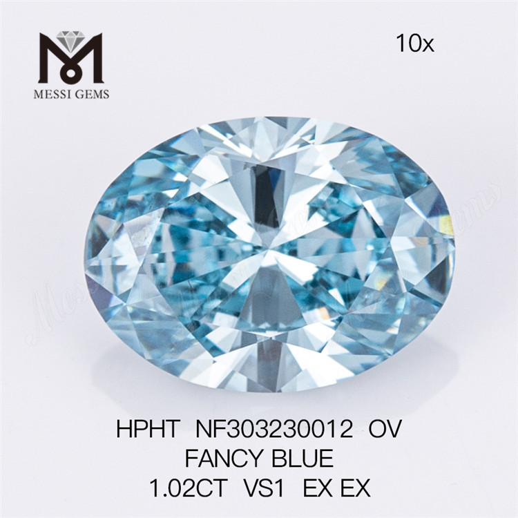 1.02CT OV FANCY BLUE VS1 diamant cultivé en gros en laboratoire HPHT NF303230012