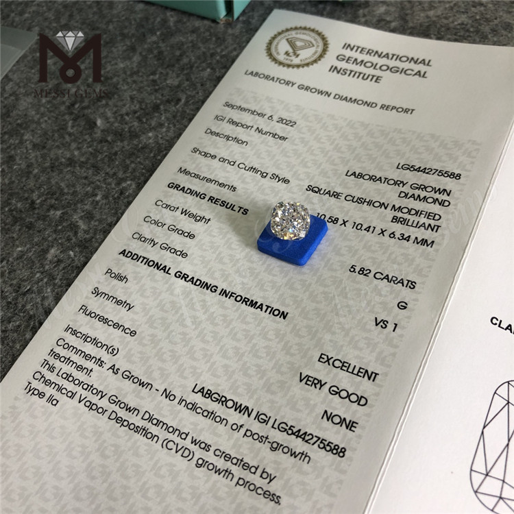 5.82CT G VS1 blanc lâche laboratoire diamant cvd lâche cvd laboratoire créé diamants à vendre