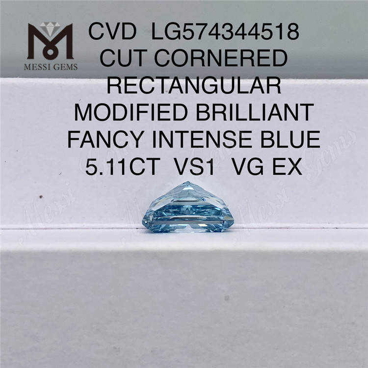 5,11 CT VS1 VG EX CVD COUPE BRILLANT RECTANGULAIRE MODIFIÉ COIN Diamant Bleu Fantaisie LG574344518