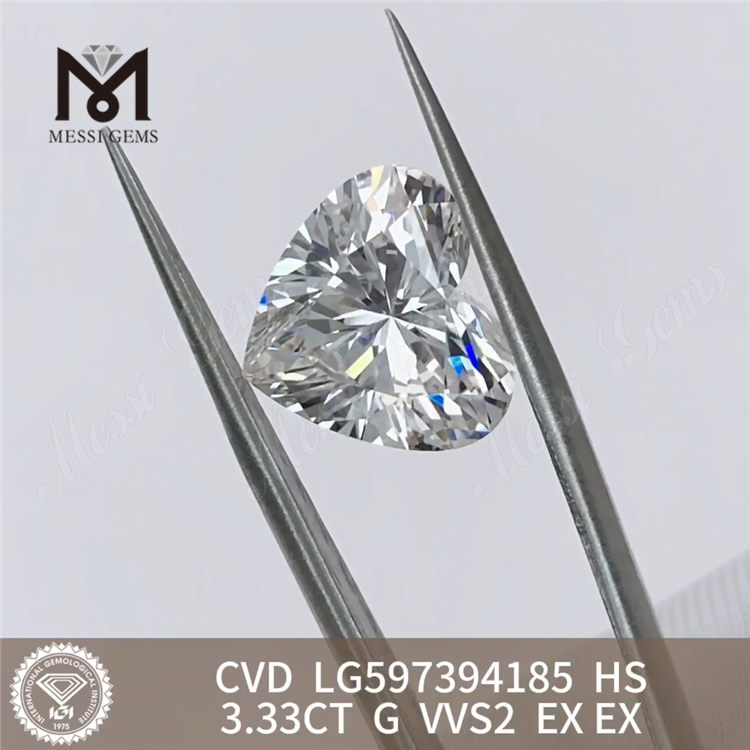 3.33CT G VVS2 EX EX HS Diamant cvd cultivé en laboratoire 3ct LG597394185 丨Messigems 