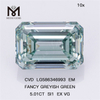 Diamants de laboratoire taille émeraude 5ct vert SI1 EX VG EM FANCY GREYISH GREEN MAN MADE CVD LG586346993 