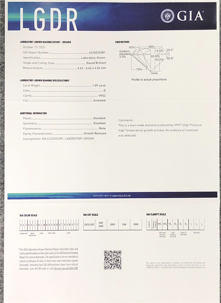 diamants manufacturés en vrac gia