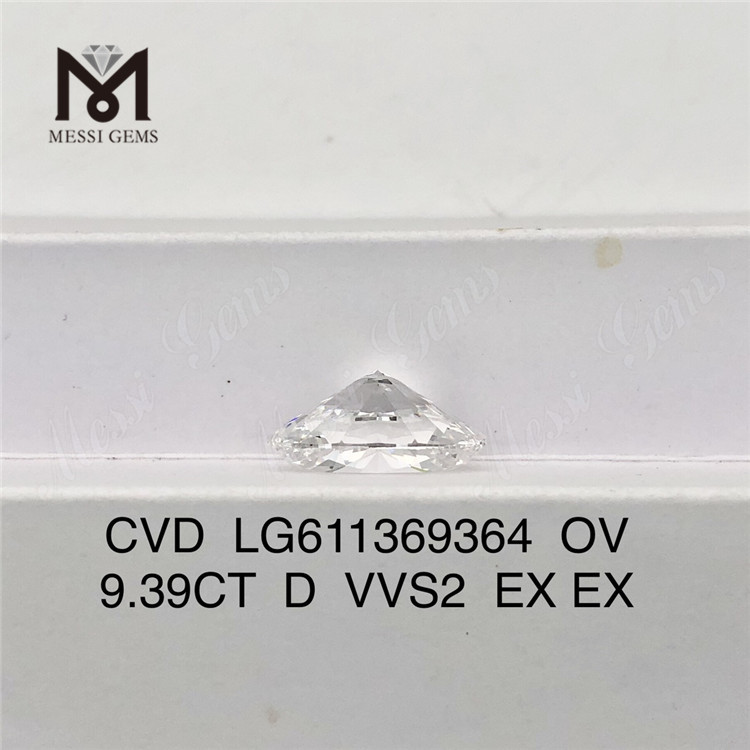 Diamants créés en laboratoire 9,39 CT OV D VVS2 LG611369364 丨 Messigems