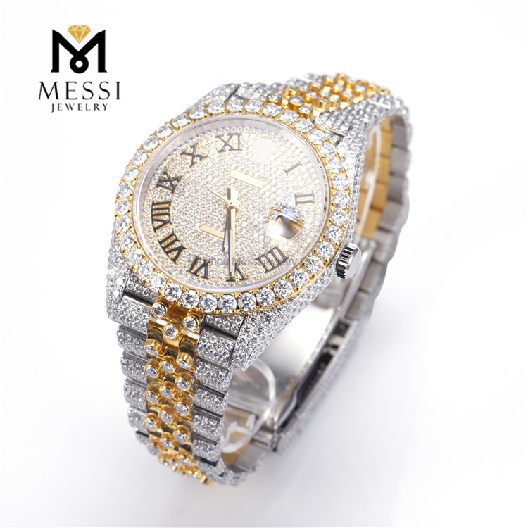 Montre de luxe Hip Hop Moissanite diamant pour hommes glacé VVS Moissanite
