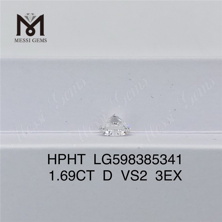 1.69CT D VS2 3EX hpht diamants ronds cultivés en laboratoire Excellence en gros LG598385341丨Messigems