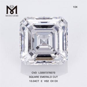10.04CT E VS2 EX EX SQUARE EMERALD CUT Diamants produits en laboratoire : qualité garantie CVD LG597379373丨Messigems