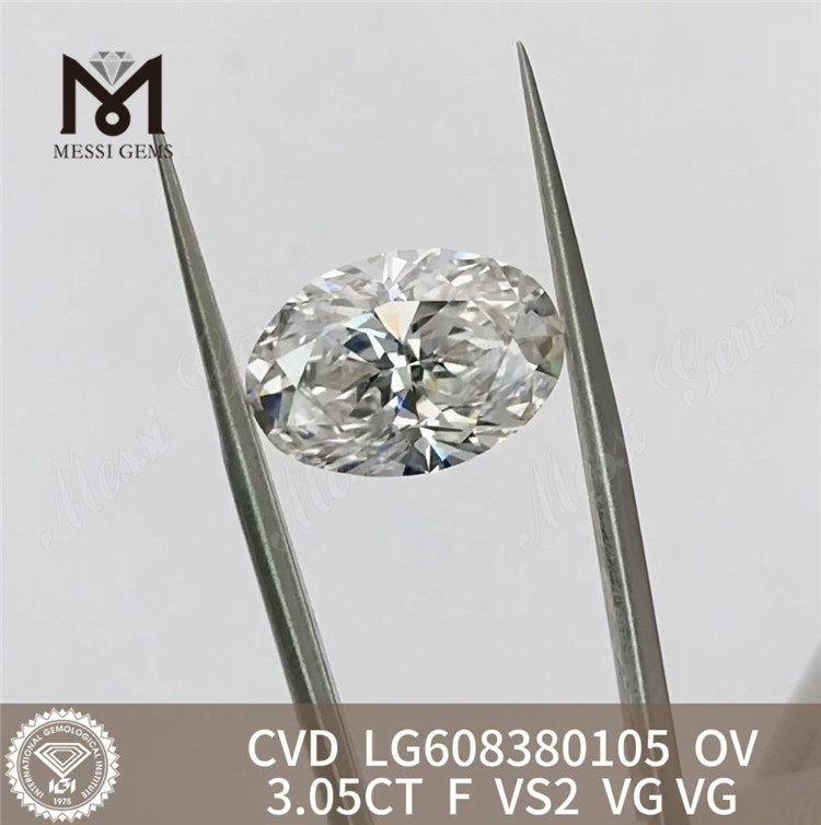3.05CT F VS2 OV Vente en gros de diamants en vrac certifiés IGI d\'origine éthique et taillés de manière experte 丨 Messigems LG608380105