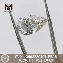 Diamants certifiés 4.29CT F VS1 PEAR IGI à vendre Excellente valeur CVD LG608380107丨Messigems