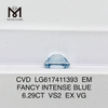 Diamant CVD cultivé en laboratoire 6,29 CT EM VS2 FANCY INTENSE BLUE 丨 Messigems CVD LG617411393
