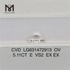 Diamants fabriqués en laboratoire 5.11CT E OV VS2 CVD LG631472913 丨 Messigems