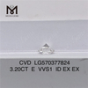 3.20CT E VVS1 ID EX EX Diamant synthétique 3 carats