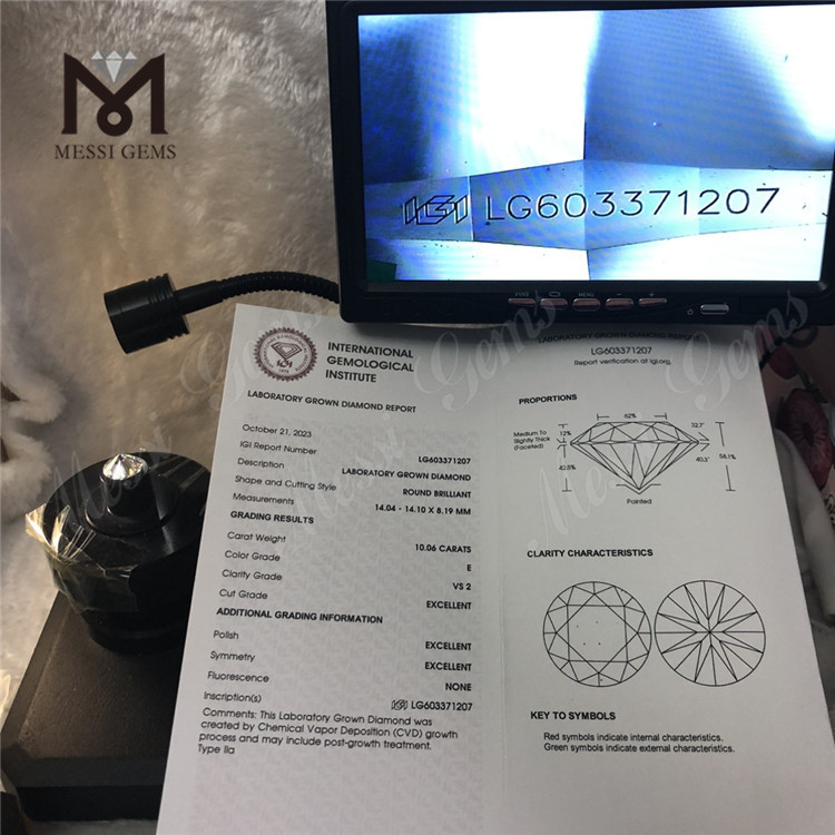 10.06CT E VS2 3EX Nouveau laboratoire créé des diamants 丨 Messigems CVD LG603371207