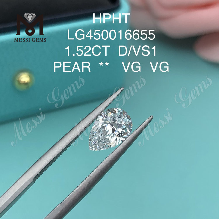 1,52 carat D/VS1 PEAR CUT diamants de laboratoire VG