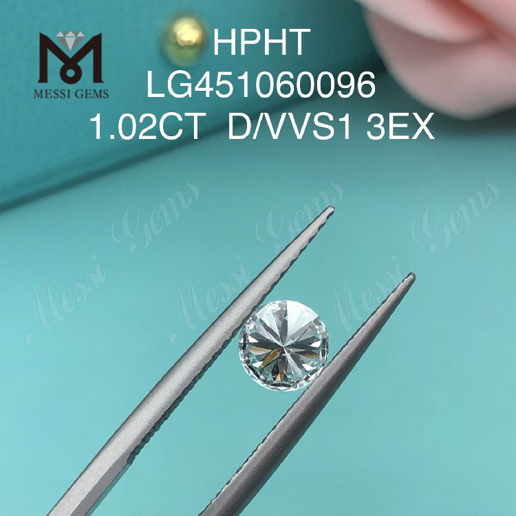 1,02 carat D VVS1 Diamant de laboratoire de qualité ronde EX Cut HPHT