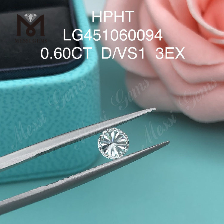 0,60 carat D VS1 EX Cut Grade diamant rond créé en laboratoire HPHT