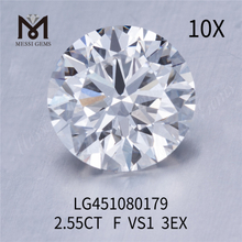 Diamants de laboratoire ronds taille F VS1 3EX de 2,55 ct
