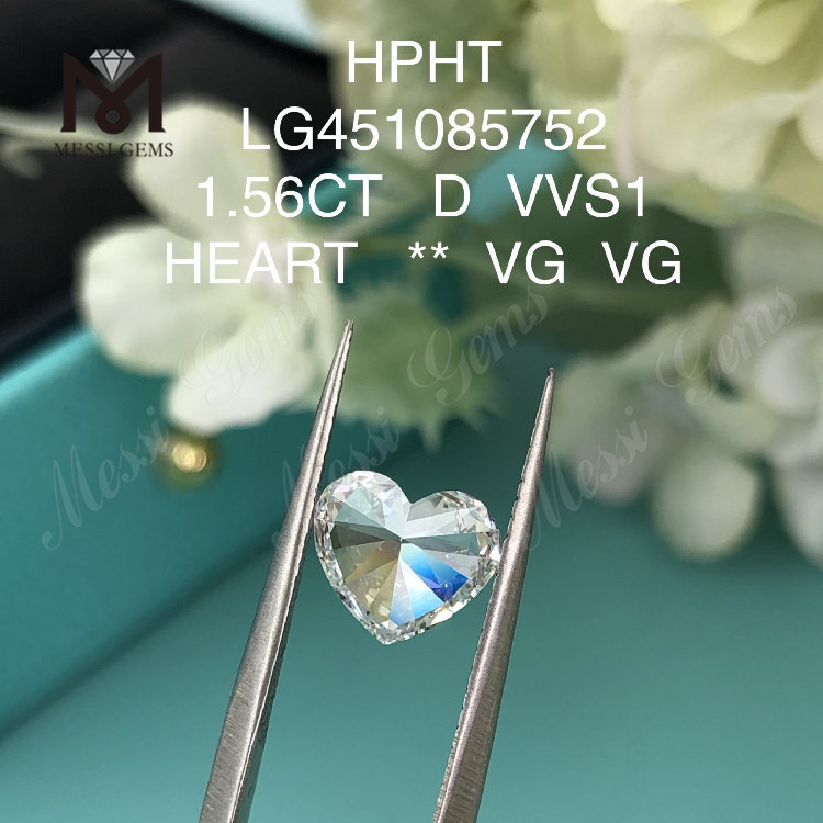 1.56carat D VS2 HPHT HEART BRILLIANT prix du diamant hpht