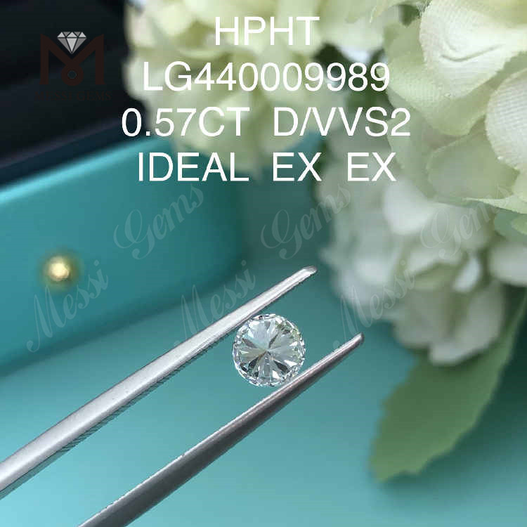 0.57CT D/VVS2 Diamant rond cultivé en laboratoire IDEAL HPHT Diamond Wholesale