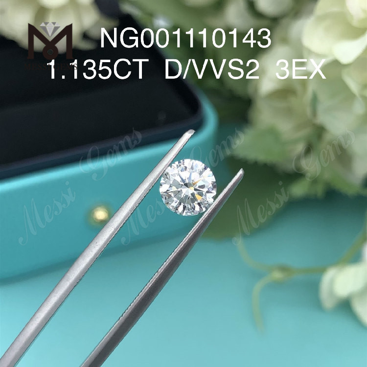 D Diamants de laboratoire ronds de 1,135 ct VVS2 EX Cut