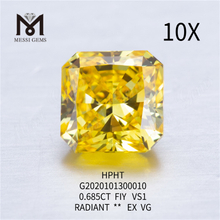 0.685ct FVY RADIANT CUT diamant cultivé en laboratoire en vrac VG