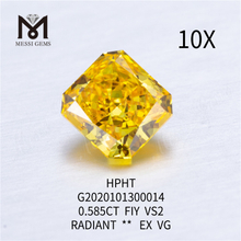 0.585ct FIY VS2 EX VG Radiant diamant cultivé en laboratoire