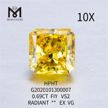 0,69 ct FIY diamant cultivé en laboratoire VS1 taille Radiant