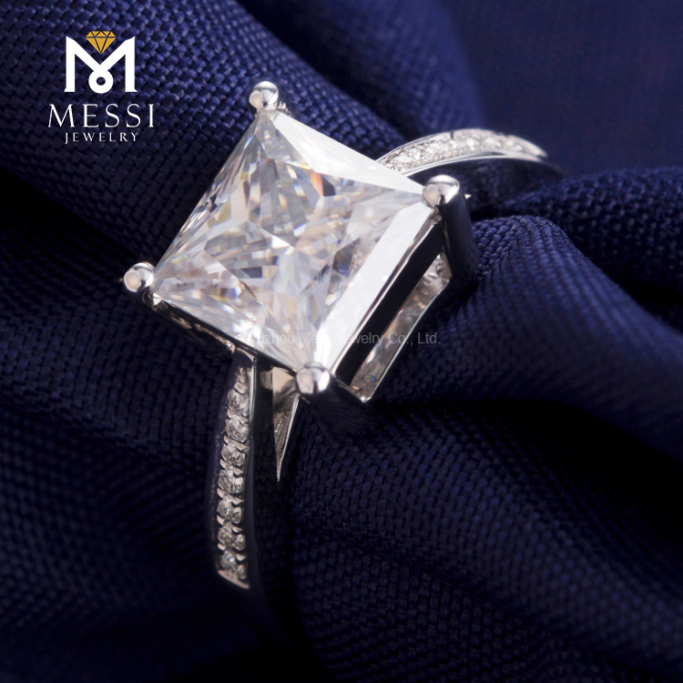 Bague en diamant moissanite coupe princesse carrée 14k 18k bague en or blanc pour femme bijoux bague fille
