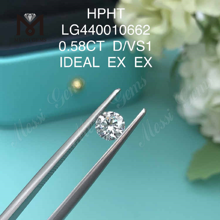 Diamant de laboratoire rond 0.58CT D/VS1 IDEAL EX EX