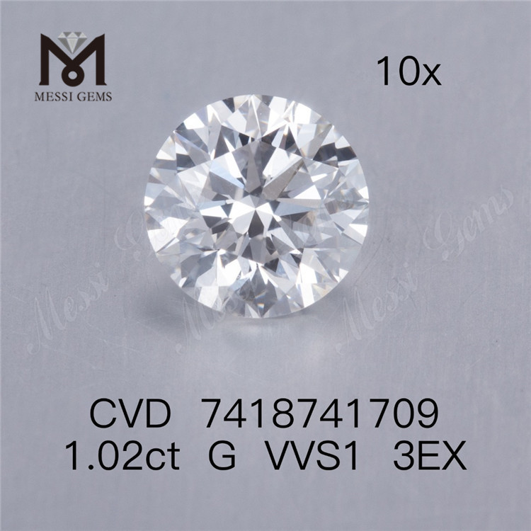 1.02ct VVS diamant cvd Ronnd Cut 3EX diamant fabriqué par l'homme en stock