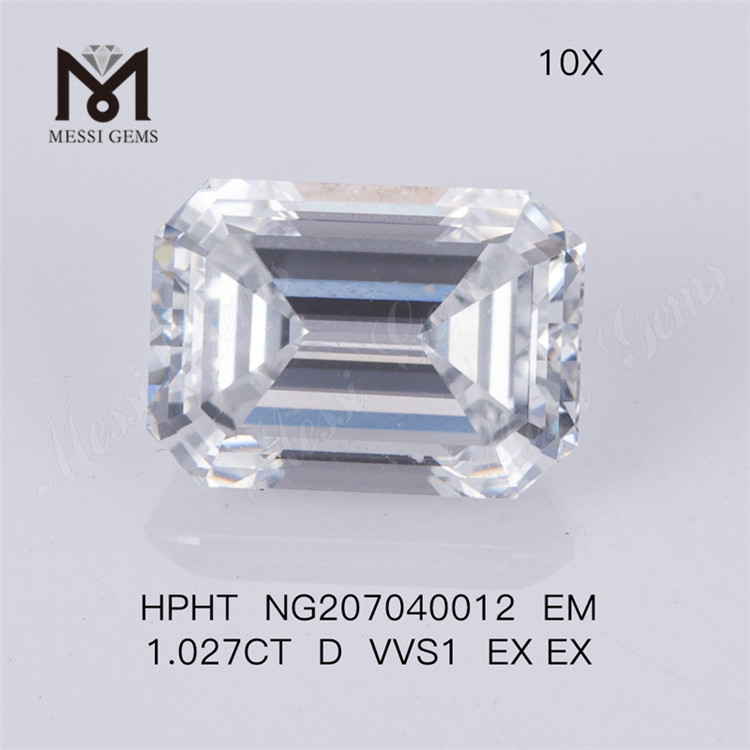 Diamant synthétique taille émeraude 1.027CT D VVS1 EX EX