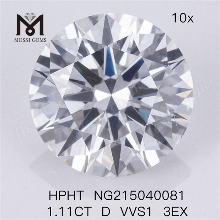 Diamant synthétique rond 1.11CT en vrac D VVS1 3EX HPHT Lab Diamonds