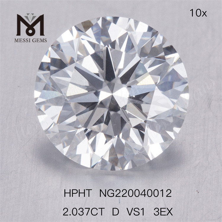 Pierre de diamants de laboratoire de forme HPHT 2.037CT D VS1 3EX RD