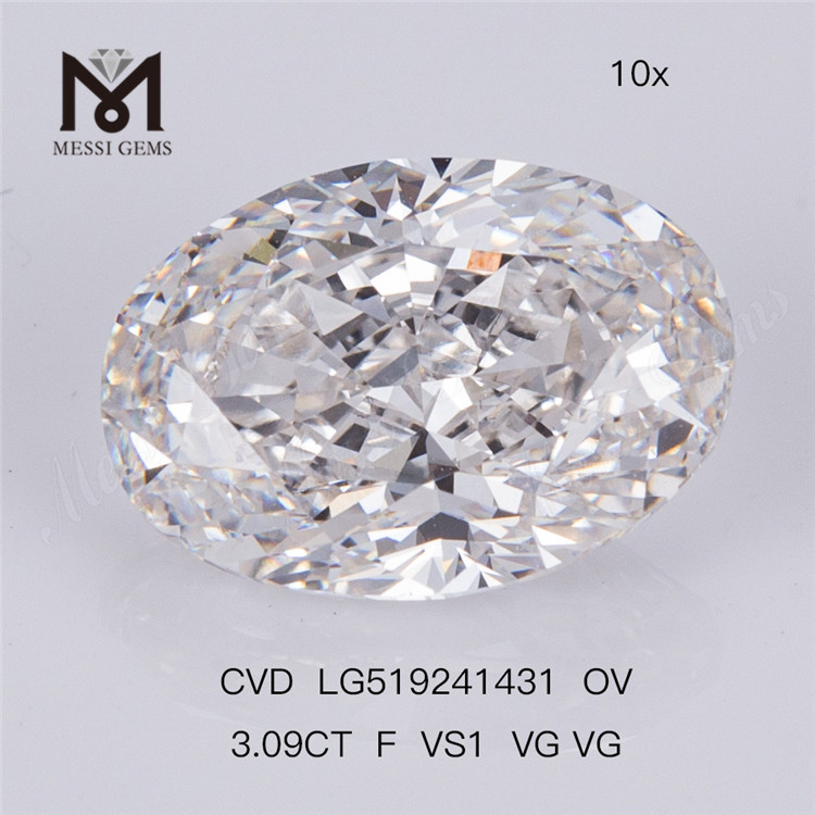 3.09ct F VS1 VG VG OVAL CVD IGI Certificat diamant laboratoire