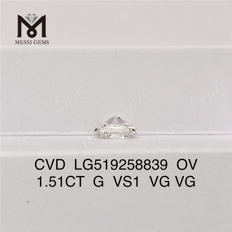 1.51ct G VS1 OVAL VG VG CVD diamant cultivé en laboratoire