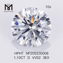 Vente en gros 1.10ct D VVS2 Diamant synthétique synthétique HPHT 3EX taillé en brillant
